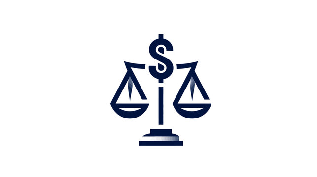 A stylized logo with a balance scale with a dollar sign replacing the usual weight bar
