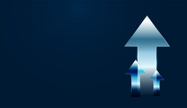 digital arrows up trend used in growing up to the sucess concepts design. Abstract arrows composition reflects future direction, purposeful move, and innovation increase style