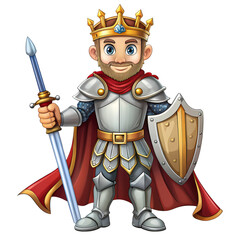 Fototapeta premium Cartoon King in Regal Armor A Digital Illustration