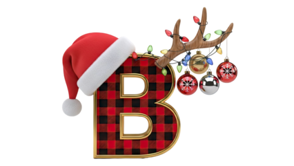 Letter B with Christmas decorations