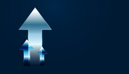 Modern digital arrows up trend used in growing up to the sucess concepts, A glowing arrow shows clear direction to move toward a future goal and increase innovation vector