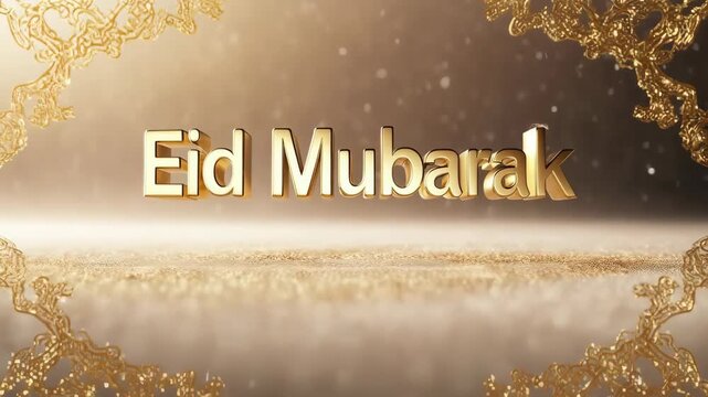 eid mubarak 3d typography golden accent 