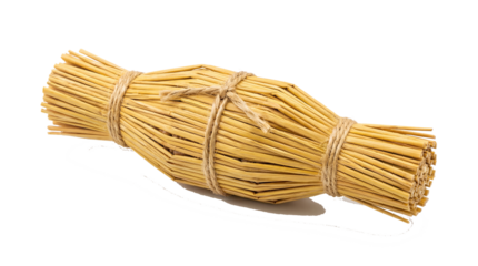 Rustic bamboo basket for natto, traditional Japanese fermented soybeans container, intricately woven and tied with natural fibers. Isolated on transparent background