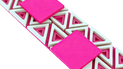 Pink and beige geometric pattern with triangles and squares
