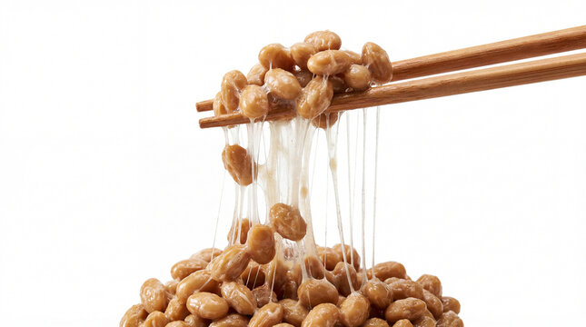 Delicious Natto on Chopsticks with Stretchy Texture.