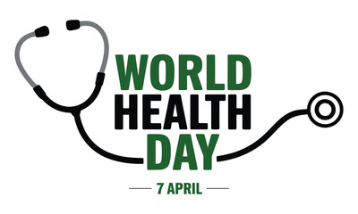 World Health Day Medical Awareness Design with Stethoscope Illustration