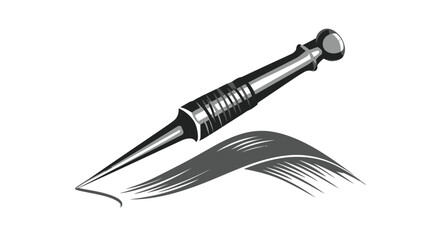 Naklejka premium A black and white illustration of a dart and a stylized feather-like shape, on white