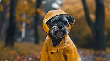 A photo of a stylish dog raincoat hanging.