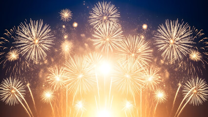 Vibrant fireworks display on a dark night sky