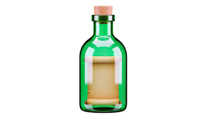 Message in a green glass bottle with cork