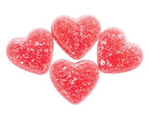 Sugar candy hearts minimal layout, isolated on white background