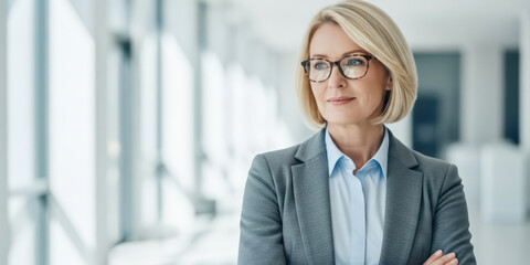 Portrait arm business businesswoman businessperson with happiness woman office job career ceo pride crossed smile female face goggles elderly confident entrepreneur people alone senior person men