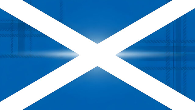 The iconic scottish flag displaying a white saltire on a blue background