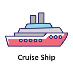 Fototapeta premium Cruise Ship Vector icon which can easily modify or edit