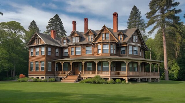 Title: Timeless Elegance: Victorian Charm Amidst Nature