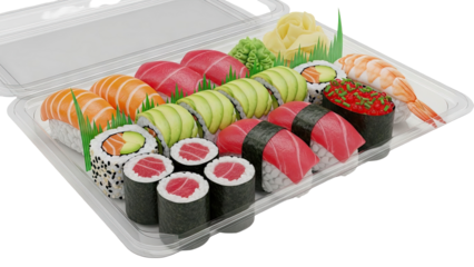 Assorted Sushi Platter in Plastic Takeout Container