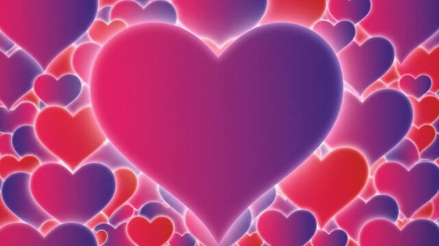 Vibrant Heart Background with Multiple Pink Purple Hearts