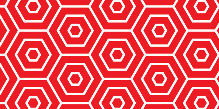 red geometric hexagon pattern with white outlines creating a seamless, repeating background ideal for modern design, wallpaper, textiles, and digital graphics.