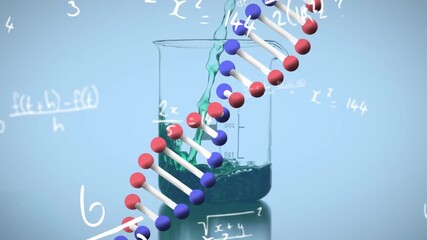 Animation of dna strand spinning with medical data processing - Powered by Adobe