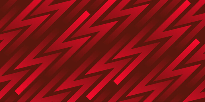 Abstract geometric pattern with red diagonal zigzag shapes and rhythmic parallel lines on dark maroon background