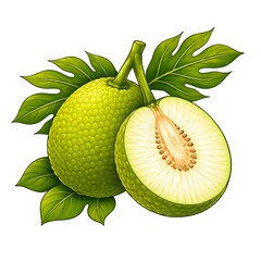 ripe kiwi fruit with leaf