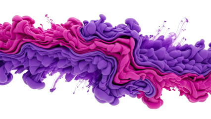 Pink and Purple Ink Swirls on White Background