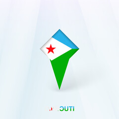 Obraz premium Djibouti Flag Pin Icon with Geometric Design.