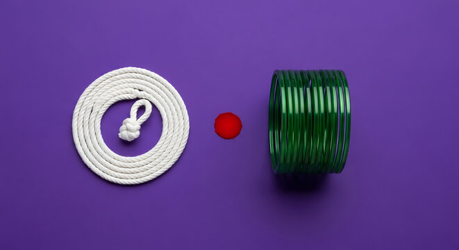 A Janeu Sacred Thread Coiled Next to a Stack of Green Glass Bangles with a Dot of Kumkum, on a Royal Purple Background
