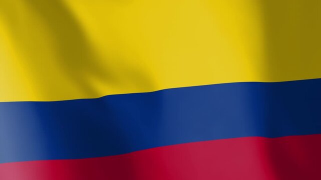 Flag of Colombia animated background. Symbol of the Colombian nation and the culture. Waving flag in the wind footage. The sign is also called El Tricolor Nacional.
