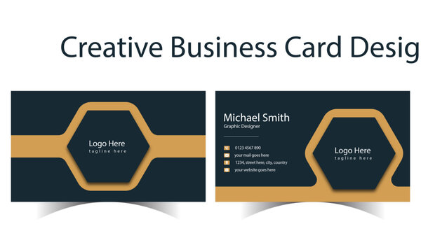 Luxury Modern Business Card Mockup with Gold Accents, Dark Minimal Corporate Design, Rounded Corners, Professional Branding Identity Template