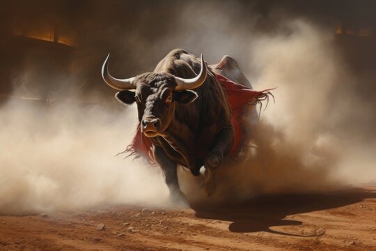 Bull snorting and pawing livestock wildlife buffalo.