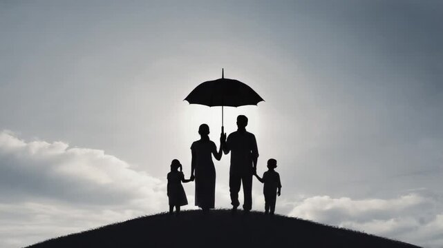 Family covered with the protection of a life insurance policy.