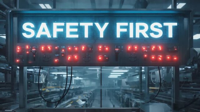 Safety first sign in a lab.