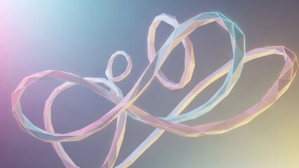 Abstract colorful swirling ribbon shapes on gradient background, modern art design element, vibrant pastel colors, flowing curves, digital illustration, creative wallpaper