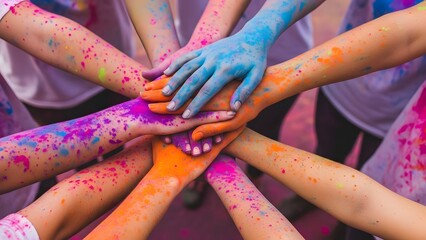 Celebrating happy holi festival with friends and colors