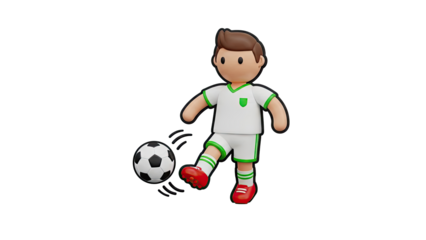 3D Cartoon Soccer Player Kicking a Ball
