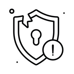 A modern line icon of security breach, data leaks and system vulnerabilities