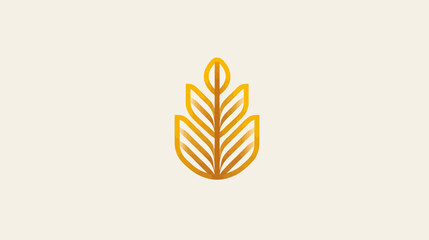Obraz premium A simplified, stylized depiction of wheat, golden in color, on a neutral background