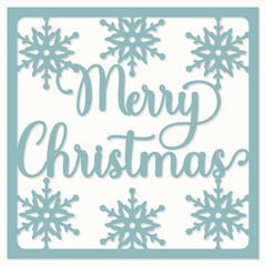 Layered Merry Christmas card. Paper cut out design. Shadow box style. Layered paper cut card. 