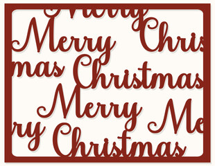 Layered Merry Christmas card. Paper cut out design. Shadow box style. Layered paper cut card. 