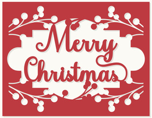 Layered Merry Christmas card. Paper cut out design. Shadow box style. Layered paper cut card. 