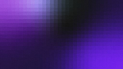 Fototapeta premium A sleek, grainy abstract background with a smooth gradient transition from vivid purple to deep black, featuring a subtle grid texture and film-like noise.