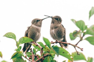 Obraz premium Hummingbirds perched on branches