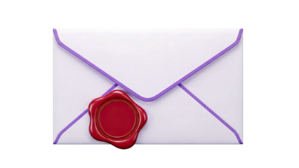 Purple envelope sealed with red wax