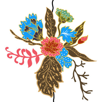 Desain Motif Batik Buketan Floral Klasik
