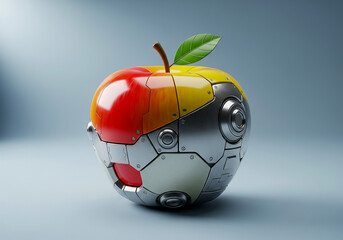 High-Tech Bionic Apple Concept. Great for technology articles, food science, AI innovation concepts, or futuristic design themes.