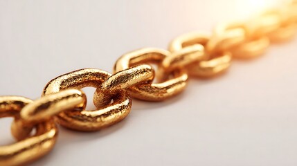 Obraz premium Luxury Gold Chain Macro Detail with Shallow Depth of Field on Neutral Background
