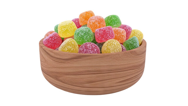 Bowl of colorful gumdrops with sugar coating