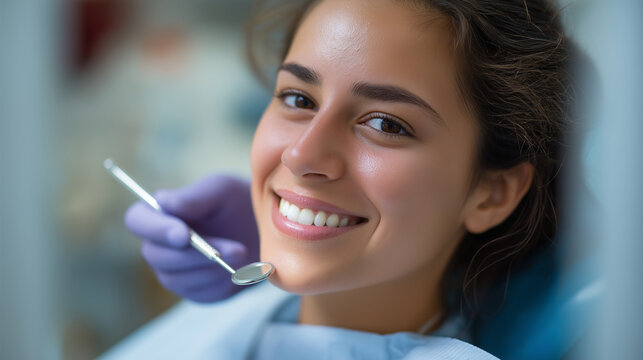 Comprehensive dental examination of faceless young female patient on routine doctor visit treatment preparation phase professional dentist using special inspection mirror for ora