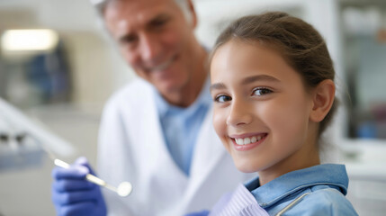 Obraz premium Faceless happy patient and professional dentist collaboration concept young beautiful stomatologist treating teeth of patient using precision tooth drill oral health and hygiene